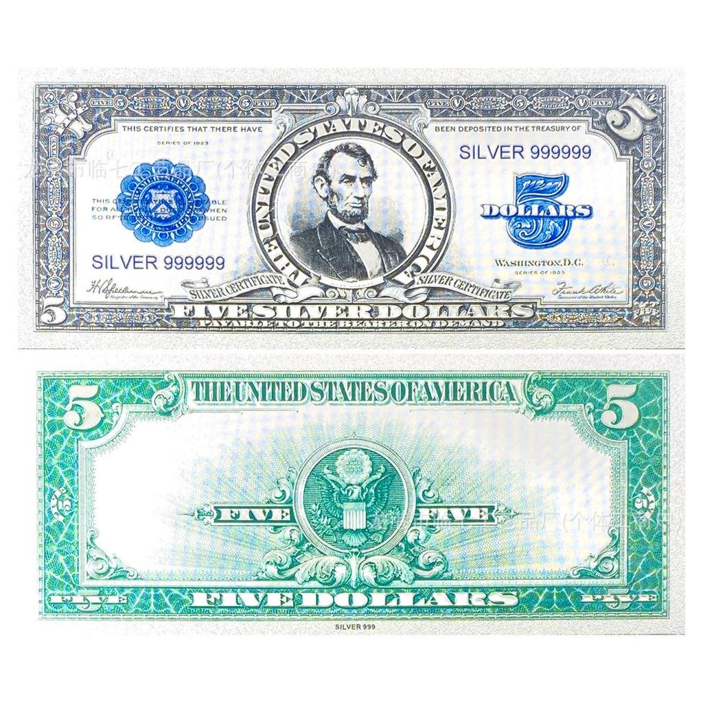Creative Silver PET US Dollar Commemorative Banknote Bookmark for Theme Parties and Card Collections