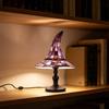 Yousheng Buntglas Hexenhut Lampe, USB-betriebenes Nachtlicht, Handgefertigte Harz-Buntglas Schreibtischlampe, Halloween Gothic Dekor für Schlafzimmer