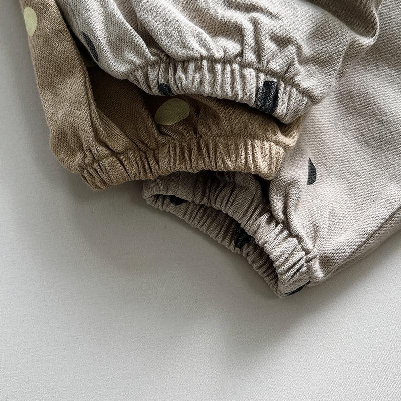 Kids' Polka Dot Korean-Style Drop-Crotch Pants – Spring/Autumn Casual Wide-Leg Design