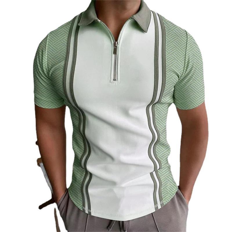 

Мужской новый модный топ с 3D короткими рукавами, мужская рубашка-поло для гольфа с полосатой футболкой с короткими рукавами, топы S синий