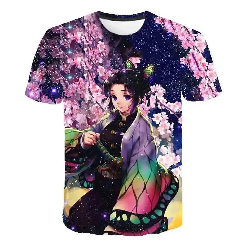 Letní móda Anime Demon Slayer Kochou Shinobu 3D tričko Dětské ležérní tričko Chlapec Dívka Unisex oblečení Oversized tričko Top