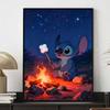 Disney Stitch Diamond Painting Kit DIY Round Home Wall Decor Adult Handmade Gift Campfire Night