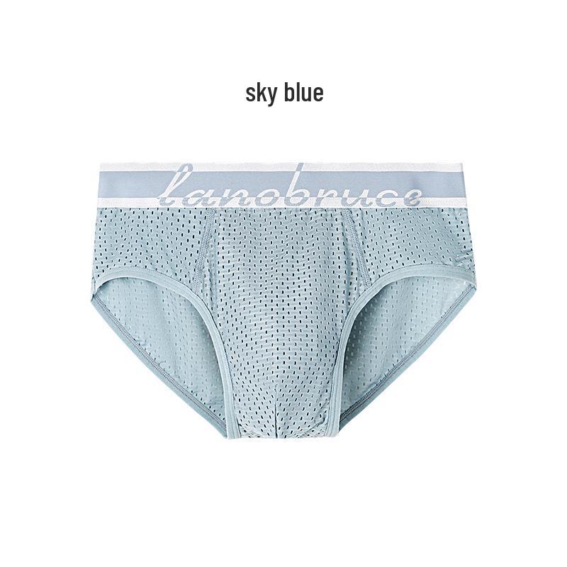Men's Ice Silk Breathable Mid-Waist Briefs - Large Size Summer Underwear