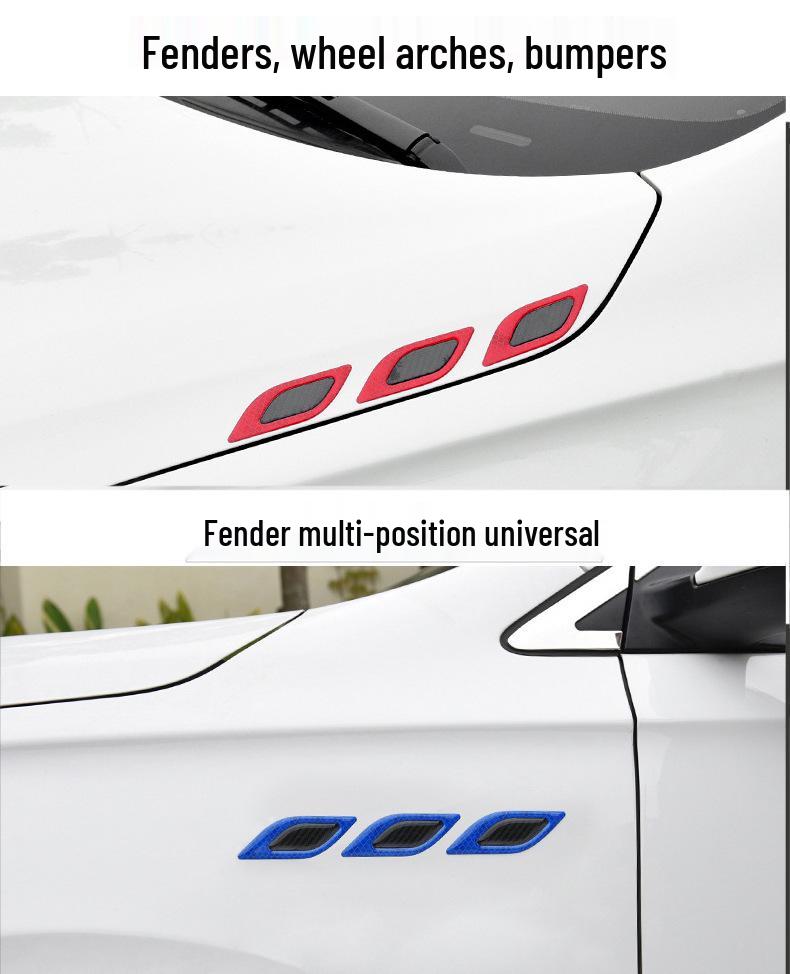 Carbon Fiber Reflective Anti-Collision Car Stickers for Doors, Fenders, and Headlights.