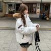 Winter Korean Style Loose Retro Down-padded Jacket for Women Loose Big Fur Collar Party Jacket