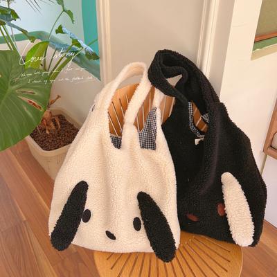 Big Ears Imitation Lamb Hair Shoulder Bag For Women New Soft Warm Plush Tote Bag Large-capacity Shopper Bag Kawaii Handbags
