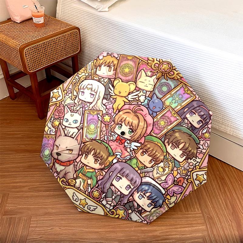 

1 шт. Автоматический складной зонт с рисунком Cardcaptor Sakura, 8 спиц, портативный, складной, для путешествий, Рождественский, День рождения, Подарок разноцветный