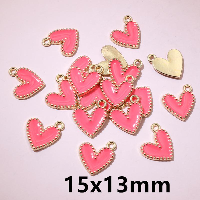 30pcs 15x13mm Enamel Heart Charms Pendant Alloy Metal DIY Jewelry Making Accessories for Earrings Bracelet Necklace Findings