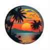 Tropical Sunset Palm Tree Spare Tire Cover Waterproof Protector for SUV Trailer