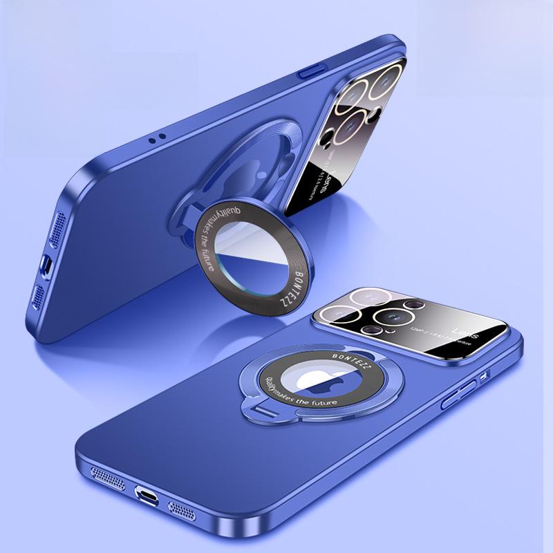 "iPhone 16 Pro Max Frosted Case with Magnetic Metal Bracket for Apple 15"
