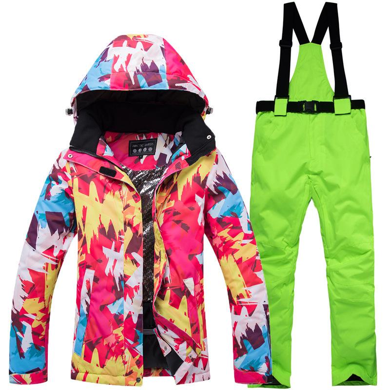 Winter Outdoor Ski Suit, Women's Thermal Snowboard and Snowboard Ski Pants Suit.