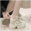 Fashionable New Comfortable Women's Shoes Spring and Autumn Lace Up Elegant Solid Color Thick Bottom Sports and Leisure Shoes