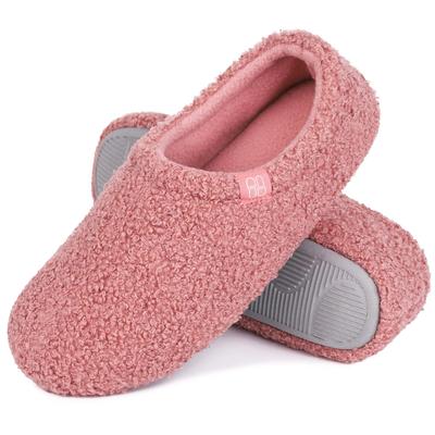 Pantoufles d'intérieur lavables à mémoire de forme [HomeTop] pour femmes, antidérapantes, confortables, (Tailles 24.5-25.0cm, Rose)