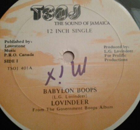 

12inch Record LLOYD LOVINDEER Babylon Boops TSOJ401 TSOJ 1987 Jamaica Reggae Ska Dub Used