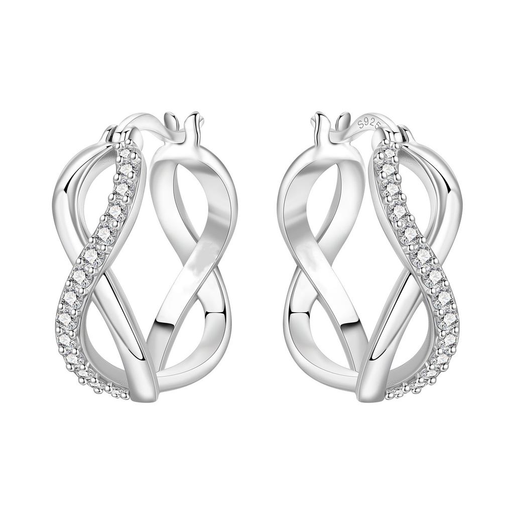 Elegant Heart Zircon Infinity Hoop Earrings Fashionable Advanced Temperament Jewelry For Women