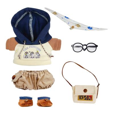 Niannyyhouse 20cm Plush Toy Color Cotton Doll Clothes, Blocking, Hoodie, Jeans, Shoes, Scarf, Glasses, Backpack, Clothes, Dress-Up (Coffee)