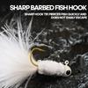 5Pcs Fishing Lure Feather Metal Jig Head Hook Fishing Crappie Marabou Lure for Walleye Pan Fish Sunfish Bluegill Perch Swim Bait