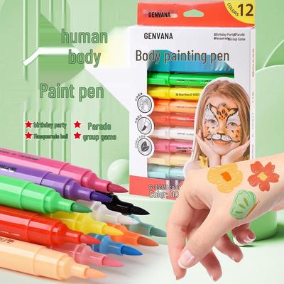 Washable 12-Color Body Paint Pen Set for Halloween, Concerts & Face Painting