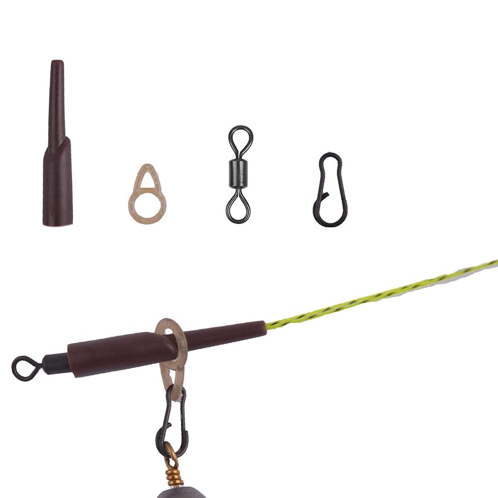 40Pcs Carp Fishing Running Rig Accessories Kit With Run Rig Rings Rubber Tube Rolling Swivels Clips For Carp Terminal Tackle