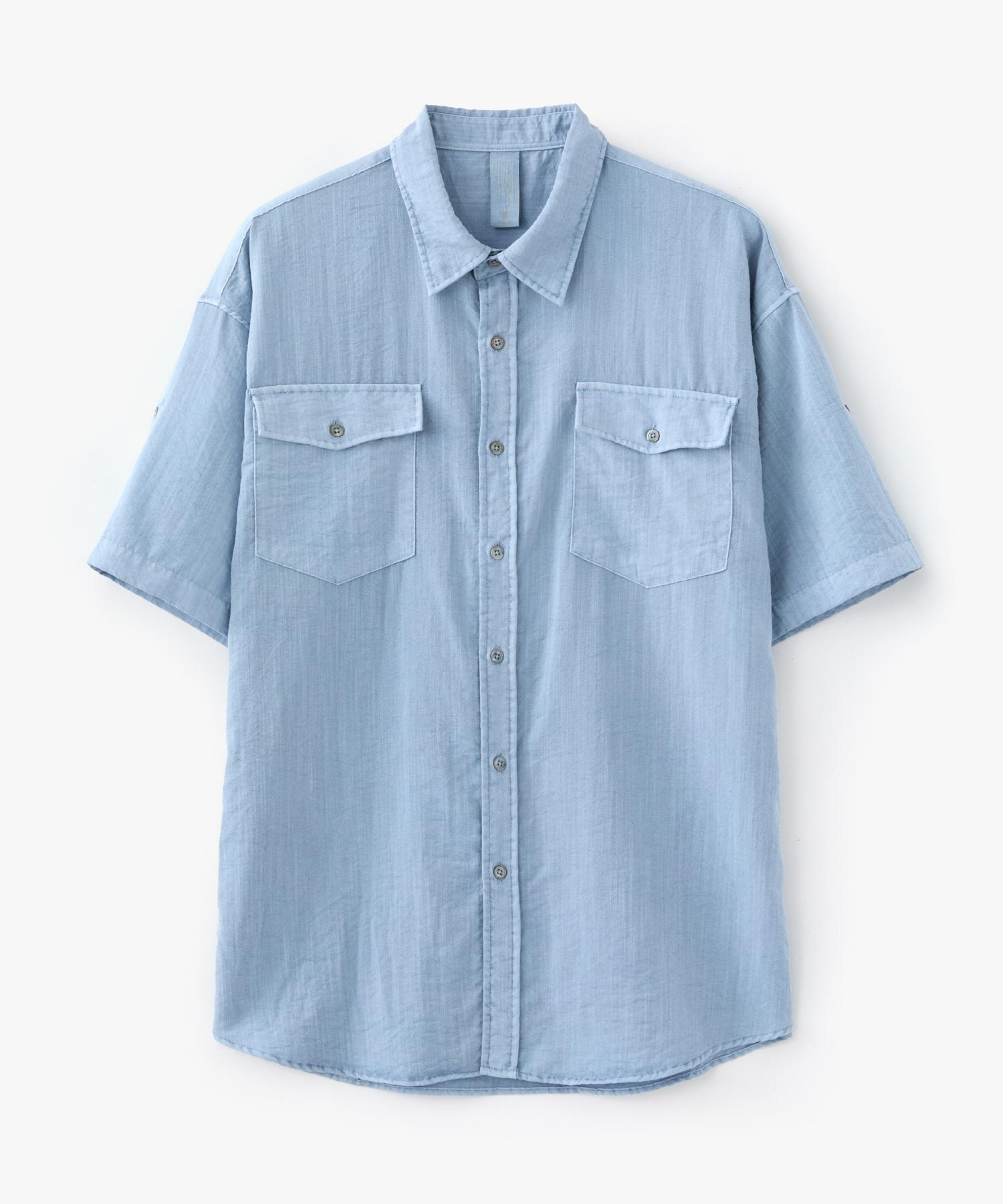 Kofwi Camilla Two-Pocket Roll-Up Short Sleeve Shirt Sky Blue Sky Blue/2(M)