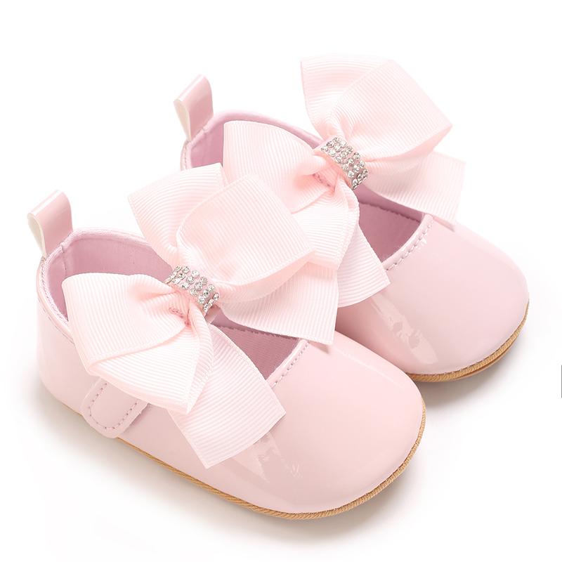 Lindos Zapatos de Bebé de Princesa Edición Primavera y Otoño Decoración de Lazo de Mariposa Suela Suave de PU Adecuado para Bebés de 0 a 1 Año