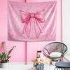 KJHL Pink Bohemian Wall Tapestry for Teen Girls, 44 x 60 Inch Cute Preppy Tapestry Wall Hanging Retro Coquette Bow Room Decor Aesthetic Tapestries