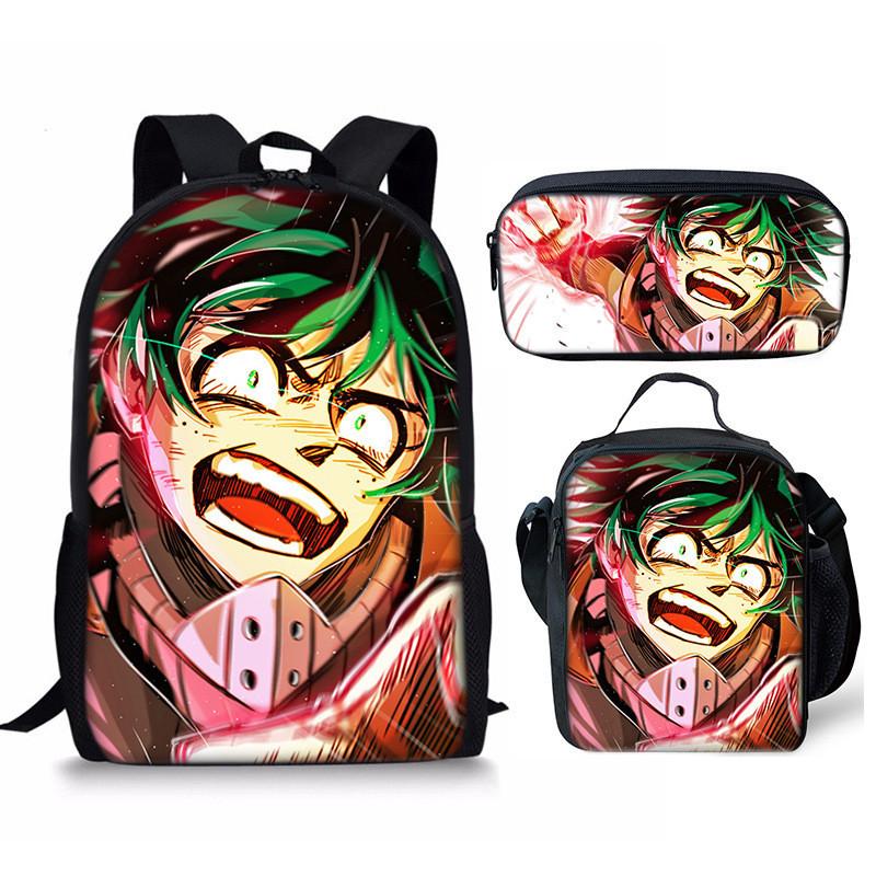 My Hero Academia Schülerrucksack mit Polyesterfutter und Anime-Cartoon-Design für Teenager