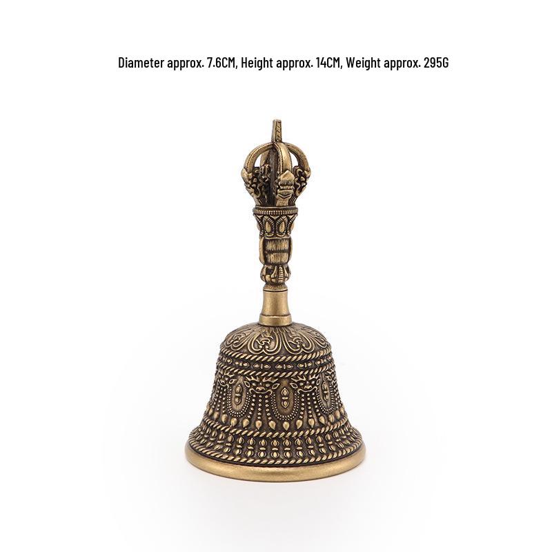 Gold Hand-Crank Brass Bells: Small & Large Vajra, Mealtime, Serving, Class, Reminder