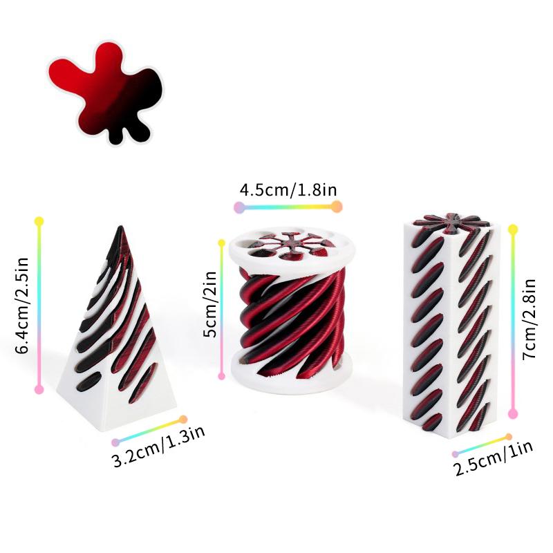 3/7pcs Set 3D Printed Spiral Pyramid Set Rotating Cube Toys Kids Gift Pyramid Fidget Toy Students Gift Teaching Model