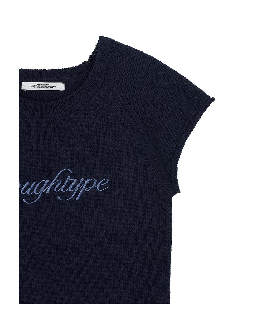 Lotaib Lettering Logo Short-Sleeved Knit - Navy