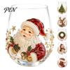 Elegante Set di Calici da Vino, Tazza Creativa Trasparente con Motivo di Babbo Natale, Tazze da Tè Estetiche Natalizie 3D in Rilievo, Design con Calzini Ghirlanda Albero da Bere,