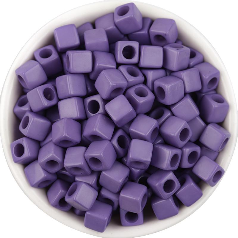 100-Pack Acrylic Square Beads: Solid Color, Large Hole for DIY Colorful Beading Projects
