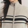 Peacebird Women's Colorblock High-Neck Double-Zip Knit Cardigan