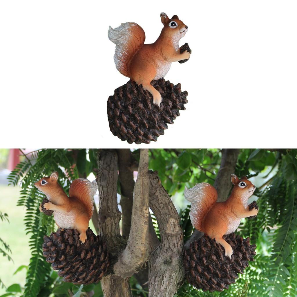 Squirrel Garden With Pinecone Ornament Handmade Resin For Party Decor Holiday