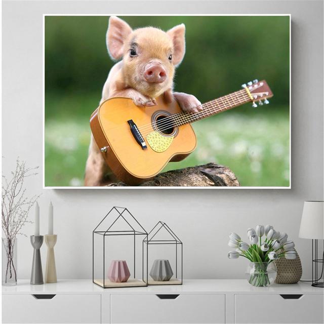 Funny Animals Pig Painting Piglet Poster Nordic Style Kids Room Decor Wall Pictures for Living Room Home Decoration Cute Pets