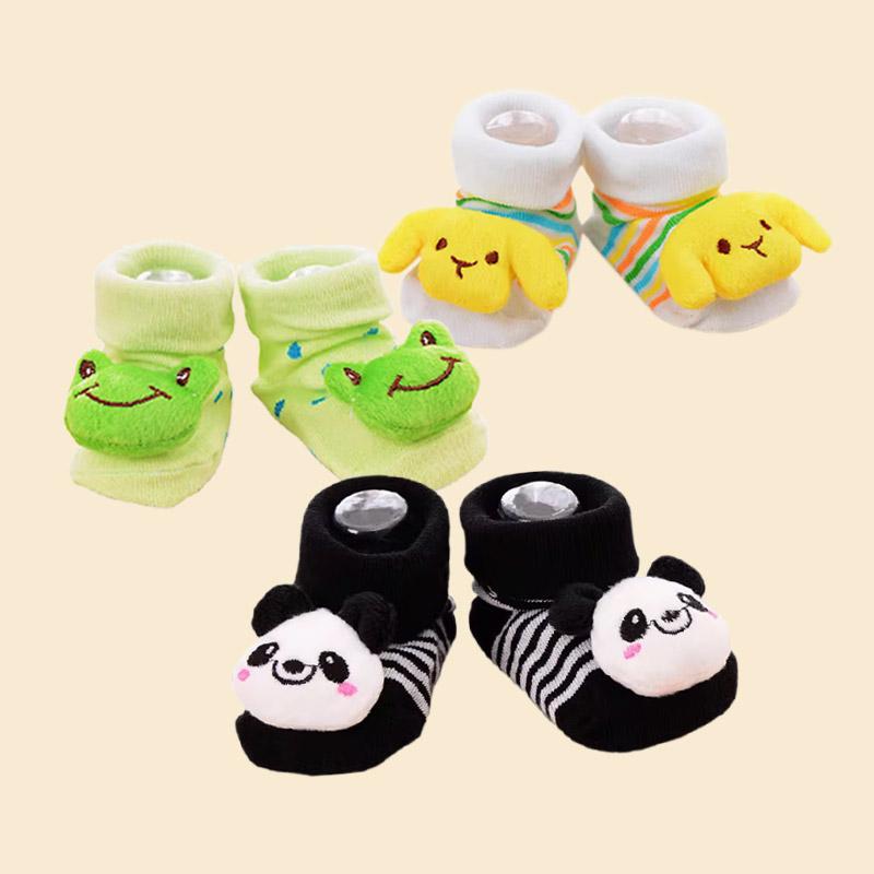 3 Pairs/set Newborn Anti Slip Toddler Socks 0-24 Months Baby Cotton Lovely Animal Socks First Walkers Cartoon Floor Socks New
