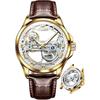 Men's Mechanical Watch Automatic Hand-Winding Skeleton Leather Band Waterproof Luminous Fashion Stylish
