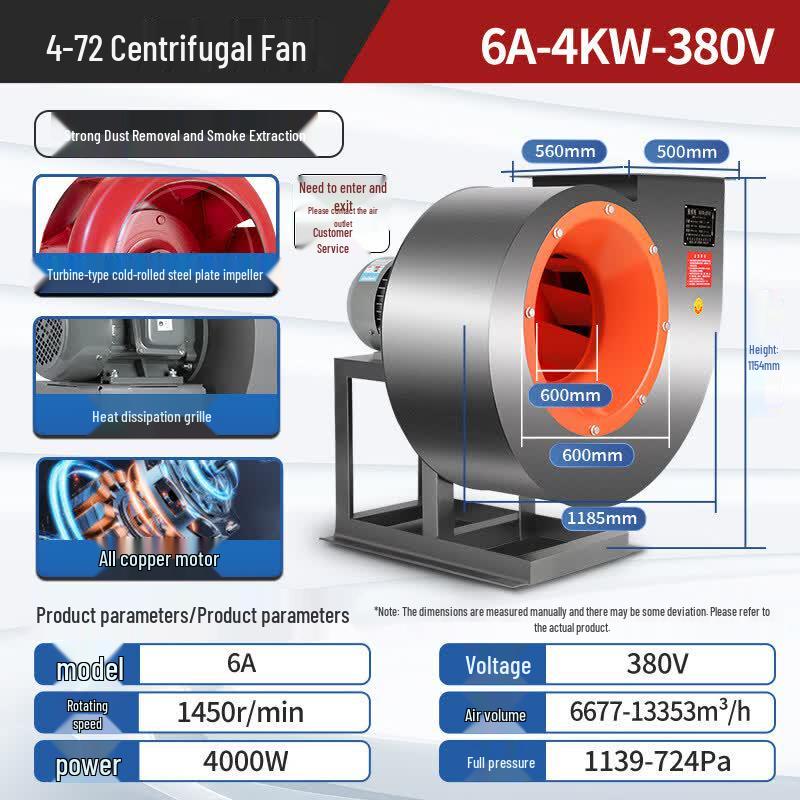 Jinglian High-Pressure Centrifugal Dust Collector Fan CN Plug (adapter Included)