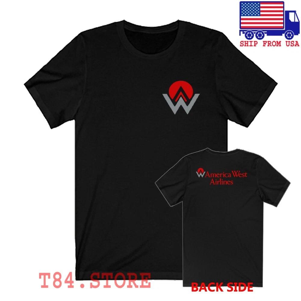 America West Airlines Airways Men s Black Size S-5XL S