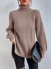 2026 Autumn/Winter Women's Knitted Mid-Length Raglan Sleeve High Turtleneck Slit Sweater Dress