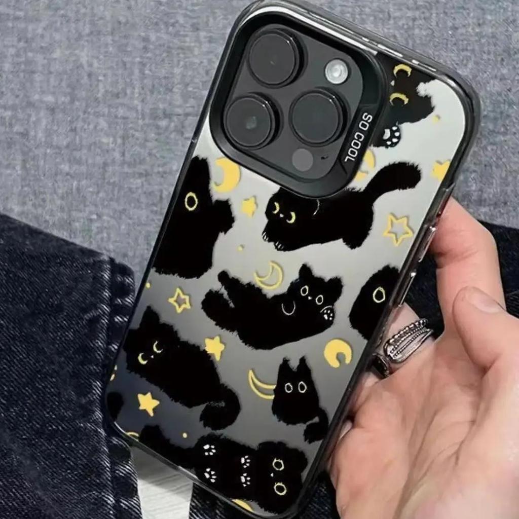Lovely Black Cats Stars and Moons Unique Phone Case For iPhone 16 15 14 12 13 11 Pro Max XR XS MAX 7 8 PLUS MINI Cool Y2K Cover