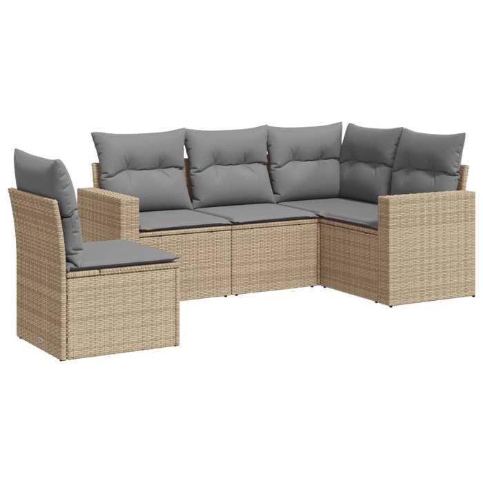 VidaXL Salon de jardin avec coussins 5 pcs beige résine tressée 3218959