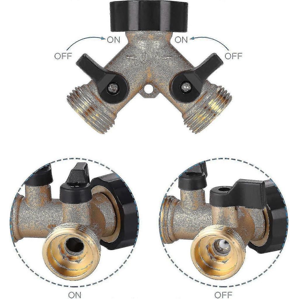 Doppel-Waschmaschinenhahn, Messing-Gartenschlauchverteiler, Y-Stück, 3/4 Zoll, zum Anschluss von 2 Geräten