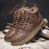 Fashion High Top Snow Boots for Men Lace Up Warm Cold Proof Fashion Winter Shoes Man Offer Anti Slip Cotton Shoe Work Comfortable Fur