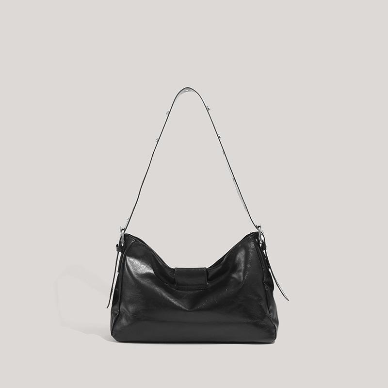 Large Capacity Vintage Motorcycle Tote Bag, Heavy Duty Baddie Shoulder Bag, Retro Crossbody Bag, Multi-Pocket Practical Commuter Bag