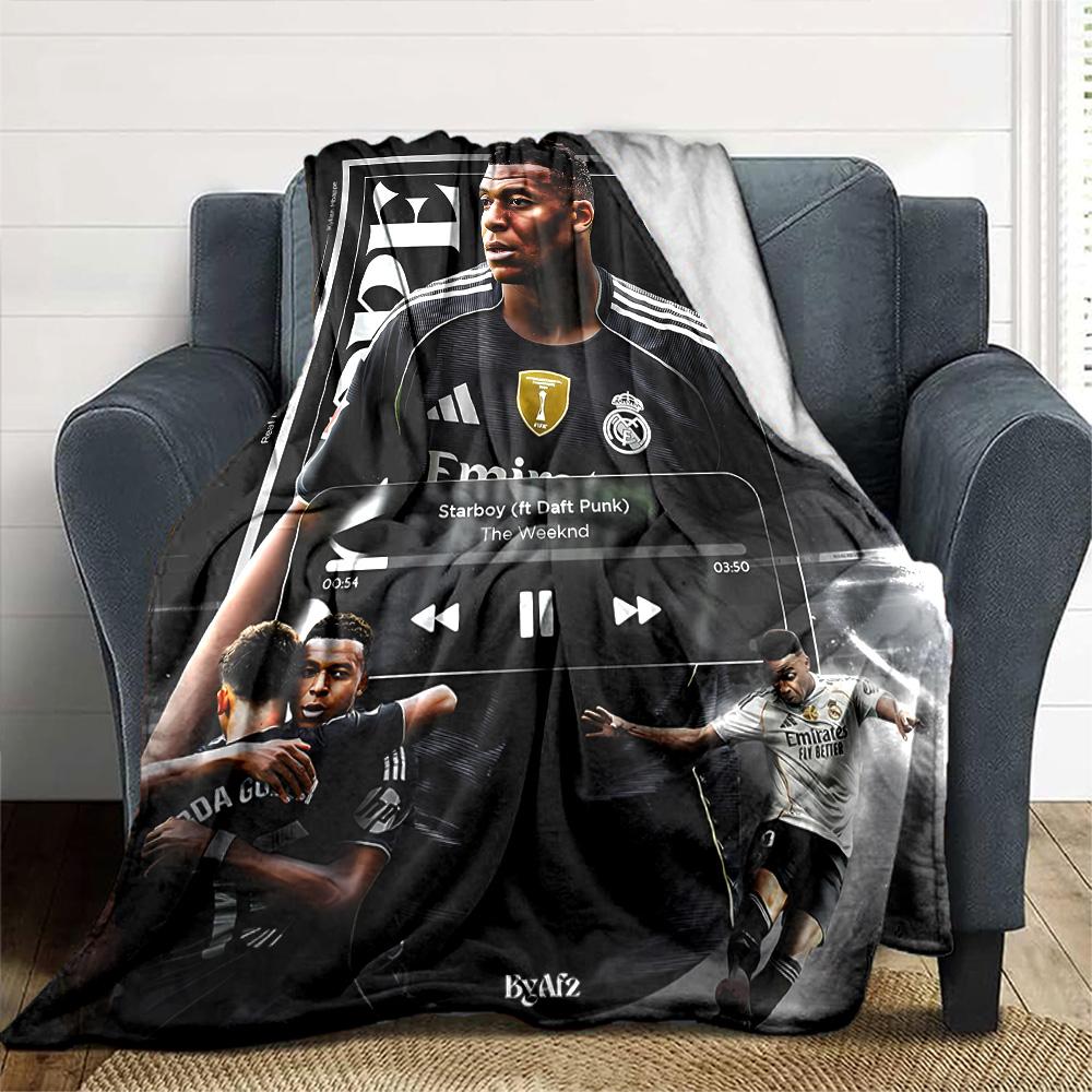 Mbappe Neon Poster Blanket Comfortable Great for Couch Office Chair Sofa All-Season Use Playful Design Gifts For Family Or Friends