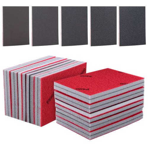 LEONTOOL 20-Piece Sanding Sponge Set, Ultra-Fine Sponge Pads for Sanding, Sandpaper, 400, 600, 1000, 2000, and 3000 Grit, 75 X 100mm, Polishing Tool,