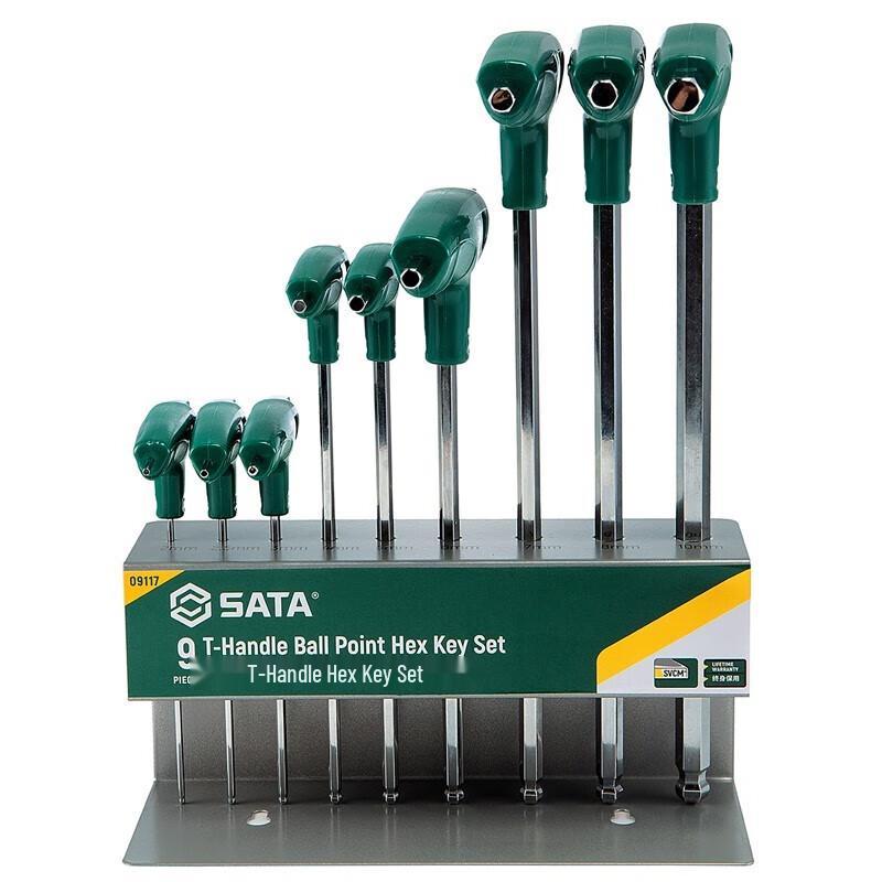 SATA 09117 9-Piece T-Handle Ball-End Hex Key Set