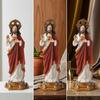 Religious Figurine Detailed with Golden Circlet Classical Resin Statue for Altar, Prayer