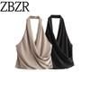 Za Fashion Style ZR Women's Clothing French Minority Fashion Silk Satin Texture Hanging Collar Tops 7969240 737